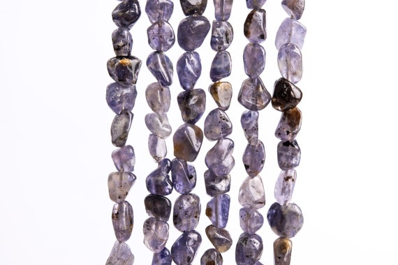Genuine Natural Iolite Gemstone Beads 6-9mm Purple Blue Pebble Chips A Quality Loose Beads (117260)