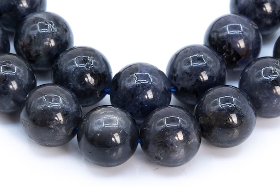 Genuine Natural Iolite Gemstone Beads 9-10mm Dark Blue Round A+ Quality Loose Beads (116514)