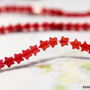 Shop Jade Bead Shapes! S/ Red Jade 6mm Star beads 15.5" strand Dyed red nephrite jade gemstone beads For jewelry making | Natural genuine other-shape Jade beads for beading and jewelry making.  #jewelry #beads #beadedjewelry #diyjewelry #jewelrymaking #beadstore #beading #affiliate #ad