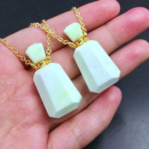 Shop Jade Pendants! Lemon Jade Perfume Bottle Necklace Pendant Essential Oil Diffuser Bottle Crystal Perfume Bottle Pendant Gemstone Crystal Scent Bottle | Natural genuine Jade pendants. Buy crystal jewelry, handmade handcrafted artisan jewelry for women.  Unique handmade gift ideas. #jewelry #beadedpendants #beadedjewelry #gift #shopping #handmadejewelry #fashion #style #product #pendants #affiliate #ad