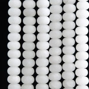Shop Jade Rondelle Beads! Genuine Natural Jade Gemstone Beads 8x5MM Matte White Rondelle A Quality Loose Beads (117577) | Natural genuine rondelle Jade beads for beading and jewelry making.  #jewelry #beads #beadedjewelry #diyjewelry #jewelrymaking #beadstore #beading #affiliate #ad