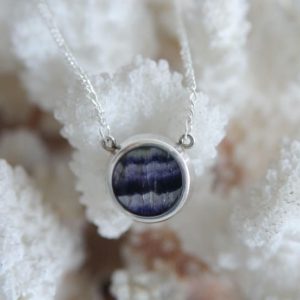 Shop Jet Jewelry! Silver Pendant – Double Sided Pendant set with Blue John and Whitby Jet with chain included – Sterling Silver – Handmade – Gemstone | Natural genuine Jet jewelry. Buy crystal jewelry, handmade handcrafted artisan jewelry for women.  Unique handmade gift ideas. #jewelry #beadedjewelry #beadedjewelry #gift #shopping #handmadejewelry #fashion #style #product #jewelry #affiliate #ad