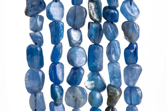 Genuine Natural Kyanite Gemstone Beads 6-8mm Blue Pebble Nugget Aa Quality Loose Beads (108455)