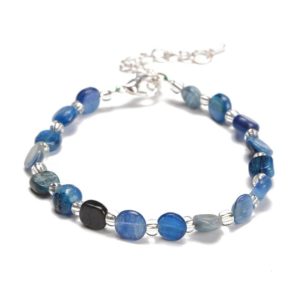 Shop Kyanite Chip & Nugget Beads! Kyanite Nugget Beaded Bracelet Silver Plated Clasp Beads Size 5-8mm 7.5" Length | Natural genuine chip Kyanite beads for beading and jewelry making.  #jewelry #beads #beadedjewelry #diyjewelry #jewelrymaking #beadstore #beading #affiliate #ad