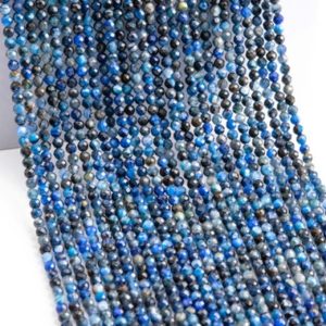 Shop Kyanite Faceted Beads! Genuine Natural Kyanite Gemstone Beads 3MM Blue Faceted Round A Quality Loose Beads (117606) | Natural genuine faceted Kyanite beads for beading and jewelry making.  #jewelry #beads #beadedjewelry #diyjewelry #jewelrymaking #beadstore #beading #affiliate #ad