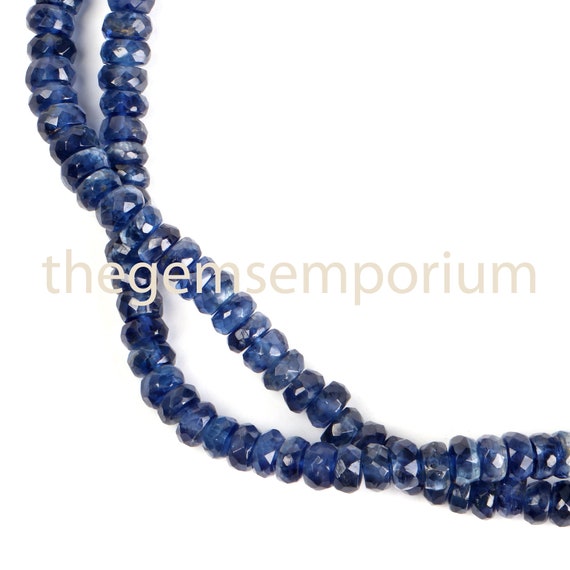 Kyanite Faceted Rondelle Shape Gemstone Beads, Natural Kyanite Rondelle Beads, Kyanite Faceted Rondelle Indian Cut Beads, Kyanite Beads