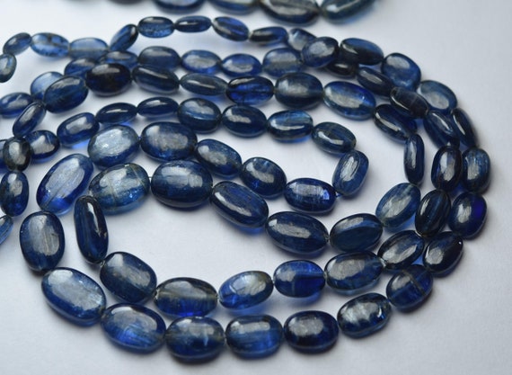 7 Inch Strand,superb-finest Quality,natural Blue Kyanite Smooth Oval Beads,size,8-10mm