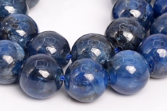 Genuine Natural Kyanite Gemstone Beads 9mm Deep Color Round A Quality Loose Beads (109050)