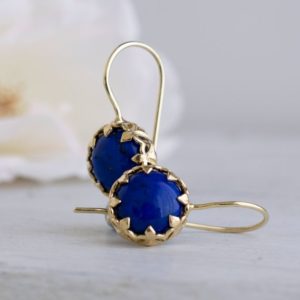 Shop Lapis Lazuli Earrings! 14k Navy Blue Lapis Vintage Earrings, Lapis Lazuli Jewelry, Natural Gemstone Dangle Earrings, Vintage Style Earrings, Earrings For Women | Natural genuine Lapis Lazuli earrings. Buy crystal jewelry, handmade handcrafted artisan jewelry for women.  Unique handmade gift ideas. #jewelry #beadedearrings #beadedjewelry #gift #shopping #handmadejewelry #fashion #style #product #earrings #affiliate #ad