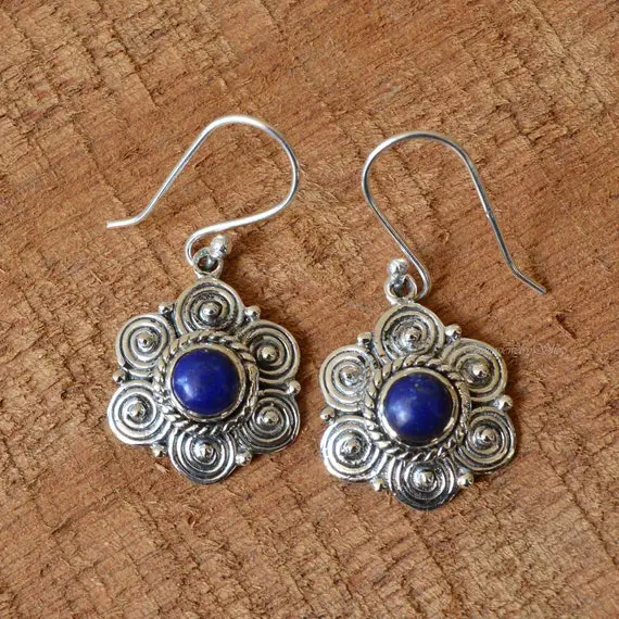 Lapis Lazuli Earrings, 925 Sterling Silver Lapis Earrings, Handmade Earrings, Gemstone Earrings, Lapis Lazuli Jewellery, Free Shipping
