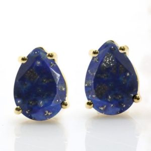 Shop Lapis Lazuli Earrings! Gold Studs Lapis Earrings · Pear Cut Earrings · Teardrop Post Earrings · 18k Gemstone Earrings · September Birthstone Earrings | Natural genuine Lapis Lazuli earrings. Buy crystal jewelry, handmade handcrafted artisan jewelry for women.  Unique handmade gift ideas. #jewelry #beadedearrings #beadedjewelry #gift #shopping #handmadejewelry #fashion #style #product #earrings #affiliate #ad