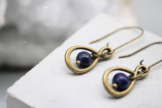 Lapis Lazuli Earrings Lapis Lazuli Jewellery Earrings Lapis Lazuli Crystal Earrings Zodiac Birthday Gift