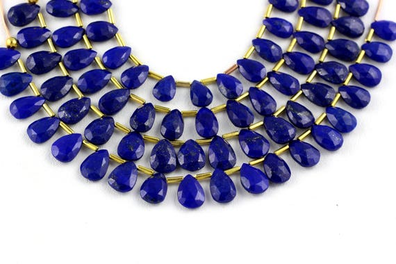Best Quality 1 Strand Natural Lapis Lazuli Pear Shape Faceted 9x13-10x15mm Approx,lapis Pear,lapis Lazuli,natural Lapis,strand,beads 19 Pcs
