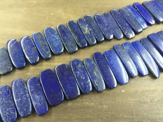 Lapis Slice Bar Beads Graduated Lapis Point Beads Natural Lapis Lazuli Slab&slice Beads Supplies Blue Gemstone 10-15*23-45mm Full Strand