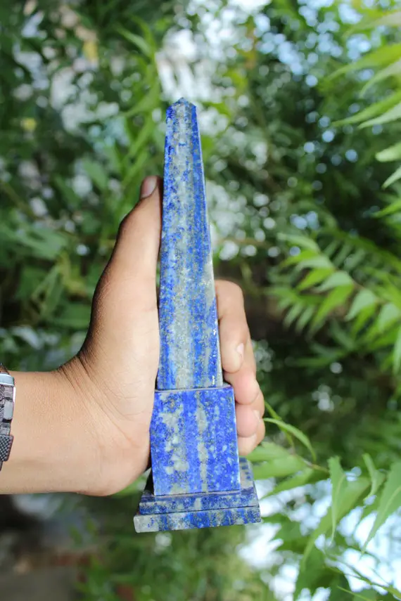 Natural Large 190mm Blue Lapis Lazuli Healing Metaphysical Meditation Powered Reiki Obelisk Tower Cristmas Gift