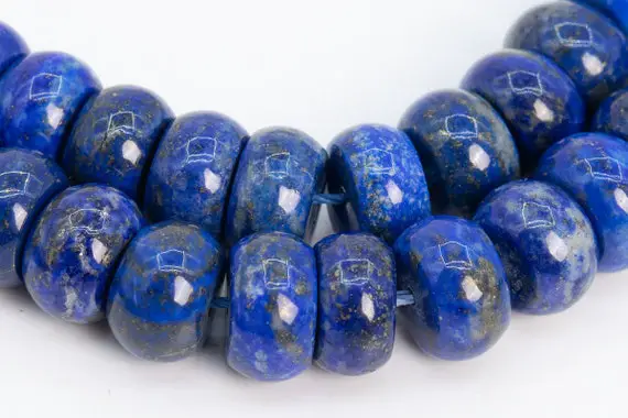 Genuine Natural Afghanistan Lapis Lazuli Gemstone Beads 10x5-8mm Deep Blue Rondelle A Quality Loose Beads (108740)