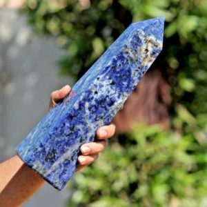 Shop Sodalite Points & Wands! Large 300MM Sodalite 4 Faceted Healing Stone Meditation Chakras Crystal Power Obelisk Tower | Natural genuine stones & crystals in various shapes & sizes. Buy raw cut, tumbled, or polished gemstones for making jewelry or crystal healing energy vibration raising reiki stones. #crystals #gemstones #crystalhealing #crystalsandgemstones #energyhealing #affiliate #ad