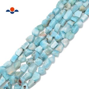Shop Larimar Chip & Nugget Beads! Natural Larimar Irregular Cube Nugget Beads 8x10mm 10x12mm 12x16mm 15.5'' Strand | Natural genuine chip Larimar beads for beading and jewelry making.  #jewelry #beads #beadedjewelry #diyjewelry #jewelrymaking #beadstore #beading #affiliate #ad