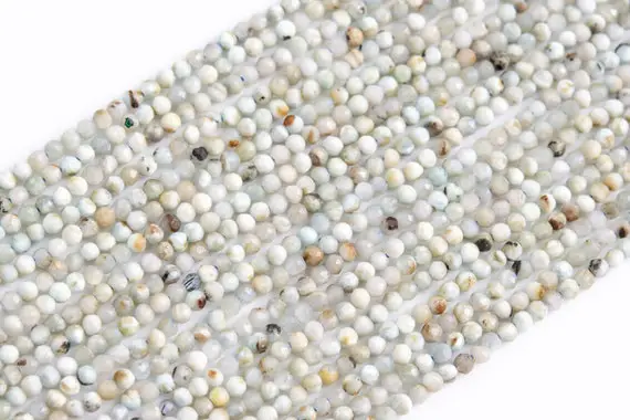 2mm Milky Larimar Beads Grade Ab Genuine Natural Gemstone Full Strand Faceted Round Loose Beads 15.5" Bulk Lot Options (117641-3968)