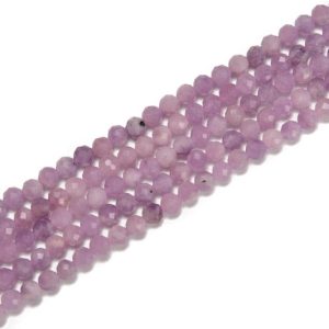 Shop Lepidolite Beads! Natural Light Color Lepidolite Faceted Round Beads Size 4mm 15.5'' Strand | Natural genuine beads Lepidolite beads for beading and jewelry making.  #jewelry #beads #beadedjewelry #diyjewelry #jewelrymaking #beadstore #beading #affiliate #ad