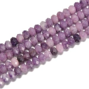 Shop Lepidolite Beads! Natural Lepidolite Faceted Rondelle Beads Size 4x6mm 15.5'' Strand | Natural genuine beads Lepidolite beads for beading and jewelry making.  #jewelry #beads #beadedjewelry #diyjewelry #jewelrymaking #beadstore #beading #affiliate #ad
