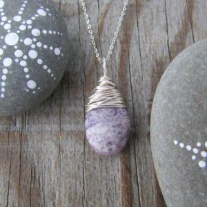Lepidolite Necklace, purple lepidolite, wire wrapped, stone pendant | Natural genuine Array jewelry. Buy crystal jewelry, handmade handcrafted artisan jewelry for women.  Unique handmade gift ideas. #jewelry #beadedjewelry #beadedjewelry #gift #shopping #handmadejewelry #fashion #style #product #jewelry #affiliate #ad