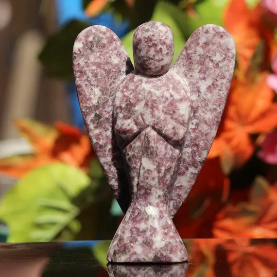 Very Rare Large 165mm Lepidolite Stone Healing Power Meditation Metaphysical Crystal Energy Guardian Figurine Angel