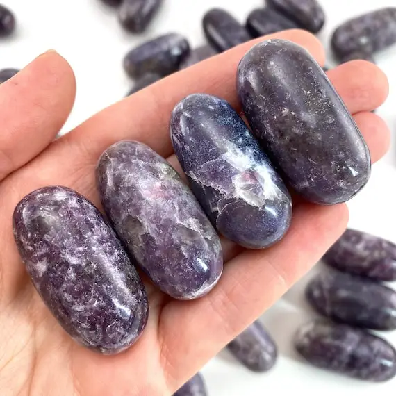 One Polished Lepidolite, Purple Lepidolite, Tumbled Lepidolite, Lepidolite Palm Stone