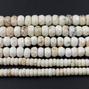 Shop Magnesite Beads! Magnesite Faceted Beads, Natural Gemstone Beads, Magnesite Stone Beads, Rondelle Beads 2x4mm 3x5mm 4x6mm 15'' | Natural genuine faceted Magnesite beads for beading and jewelry making.  #jewelry #beads #beadedjewelry #diyjewelry #jewelrymaking #beadstore #beading #affiliate #ad