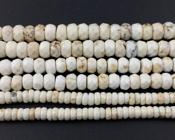 Magnesite Faceted Beads, Natural Gemstone Beads, Magnesite Stone Beads, Rondelle Beads 2x4mm 3x5mm 4x6mm 15''
