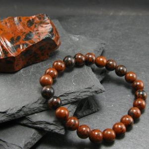 Mahogany Obsidian Genuine Bracelet ~ 7 Inches ~ 8mm Round Beads | Natural genuine Mahogany Obsidian bracelets. Buy crystal jewelry, handmade handcrafted artisan jewelry for women.  Unique handmade gift ideas. #jewelry #beadedbracelets #beadedjewelry #gift #shopping #handmadejewelry #fashion #style #product #bracelets #affiliate #ad