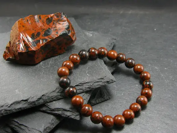 Mahogany Obsidian Genuine Bracelet ~ 7 Inches ~ 8mm Round Beads