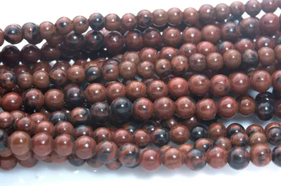 Mahogany Obsidian Beads - Coffee Obsidian Round Beads - Brown Obsidian Stones - Natural Gemstone Beads - 4-14mm Round Beads - 15inch