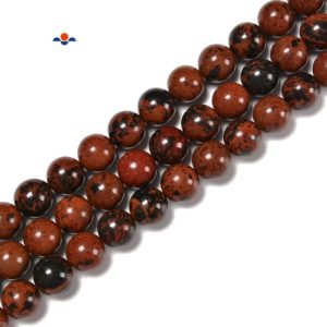 Shop Mahogany Obsidian Beads! Natural Mahogany Obsidian Smooth Round Beads Size 6mm 8mm 10mm 15.5'' Strand | Natural genuine round Mahogany Obsidian beads for beading and jewelry making.  #jewelry #beads #beadedjewelry #diyjewelry #jewelrymaking #beadstore #beading #affiliate #ad