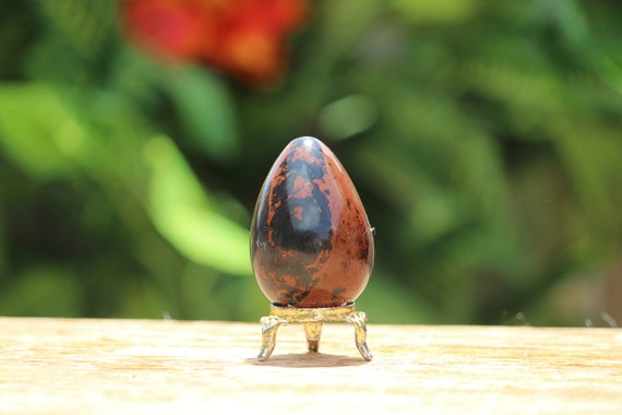 60mm Red Brown Mahogany Obsidian  Yoni Natural Egg Healing Crystal Reiki Chakra Hugo Rocks Egg