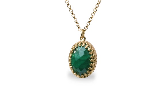 Green Malachite Oval Necklace · Malachite Vintage Necklace · Natural Gemstone Necklace · Bridesmaid Gifts · Crystal Energy Necklace