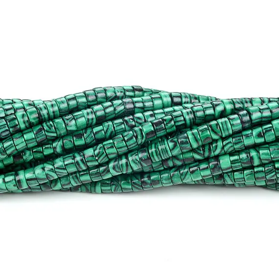 4x2mm Malachite Gemstone Heishi Discs Beads Loose Beads (p16)