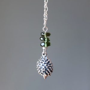 Shop Moldavite Necklaces! Moldavite Necklace, Sterling Silver Hedgehog | Natural genuine Moldavite necklaces. Buy crystal jewelry, handmade handcrafted artisan jewelry for women.  Unique handmade gift ideas. #jewelry #beadednecklaces #beadedjewelry #gift #shopping #handmadejewelry #fashion #style #product #necklaces #affiliate #ad