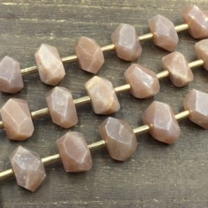 Shop Moonstone Chip & Nugget Beads! Faceted Moonstone Nugget Chunky Beads Pink Orange Moonstone Crystal Beads Center Drilled Moonstone Beads Supplies 8pieces/strand | Natural genuine chip Moonstone beads for beading and jewelry making.  #jewelry #beads #beadedjewelry #diyjewelry #jewelrymaking #beadstore #beading #affiliate #ad