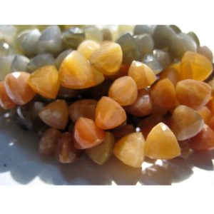 Shop Moonstone Faceted Beads! Multi Moonstone Faceted Trillion Beads, 8mm Orange/Grey/White Moonstone Gemstone Beads, Sold As 4 Inch/8 Inch Strand | Natural genuine faceted Moonstone beads for beading and jewelry making.  #jewelry #beads #beadedjewelry #diyjewelry #jewelrymaking #beadstore #beading #affiliate #ad