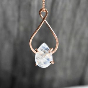 Shop Moonstone Pendants! Moonstone Pendant Necklace, Teardrop Gemstone in 14K Rose Gold Fill Jewelry, Infinity Pendant Birthday Gift, Your Coice of Necklace Length | Natural genuine Moonstone pendants. Buy crystal jewelry, handmade handcrafted artisan jewelry for women.  Unique handmade gift ideas. #jewelry #beadedpendants #beadedjewelry #gift #shopping #handmadejewelry #fashion #style #product #pendants #affiliate #ad
