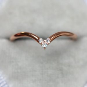 Shop Dainty Jewelry! Moonstone wedding band, Chevron ring, Rose gold ring, V shaped ring, Platinum curved nesting band | Natural genuine Gemstone jewelry. Buy handcrafted artisan wedding jewelry.  Unique handmade bridal jewelry gift ideas. #jewelry #beadedjewelry #gift #crystaljewelry #shopping #handmadejewelry #wedding #bridal #jewelry #affiliate #ad