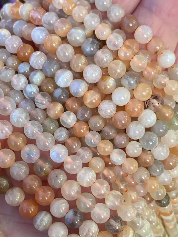 Mixed Multi Natural  Moonstone Rondelle Round  Beads 4-5mm Approx Handcut / Natural Moonstone Beads  / Glowing Moonstone  Gemstone Beads