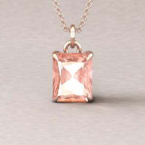 Shop Morganite Pendants! Radiant Cut Morganite Pendant, Fang Prongs, Hidden Diamond Halo, Lifetime Care Plan Included; Genuine Gems and Diamonds LS5738 | Natural genuine Morganite pendants. Buy crystal jewelry, handmade handcrafted artisan jewelry for women.  Unique handmade gift ideas. #jewelry #beadedpendants #beadedjewelry #gift #shopping #handmadejewelry #fashion #style #product #pendants #affiliate #ad