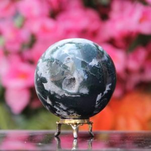 Large 80MM ~ Druzy Green MOSS AGATE Crystal Stone Healing Powered Charge Meditation Reiki Sphere Ball | Natural genuine stones & crystals in various shapes & sizes. Buy raw cut, tumbled, or polished gemstones for making jewelry or crystal healing energy vibration raising reiki stones. #crystals #gemstones #crystalhealing #crystalsandgemstones #energyhealing #affiliate #ad
