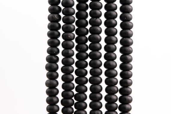 Genuine Natural Obsidian Gemstone Beads 6x3mm Matte Black Rondelle A Quality Loose Beads (117567)