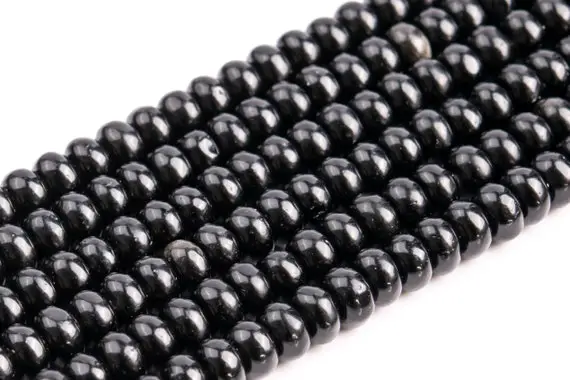 Genuine Natural Black Obsidian Loose Beads Rondelle Shape 6x4mm 8x5mm