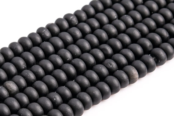 Genuine Natural Matte Black Obsidian Loose Beads Rondelle Shape 6x3mm 8x5mm
