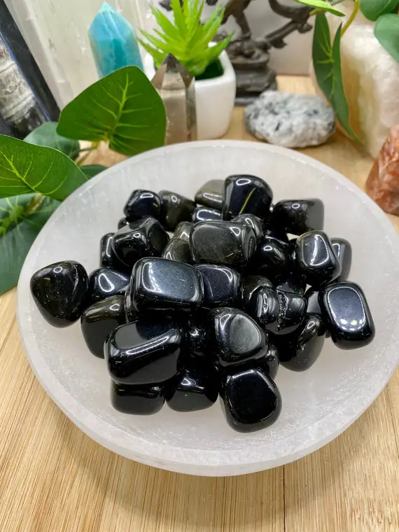 Premium Tumbled Golden Sheen Obsidian Stones Set With Gift Bag