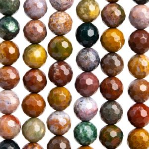 Shop Ocean Jasper Faceted Beads! Genuine Natural Ocean Jasper Gemstone Beads 7-8MM Multicolor Micro Faceted Round AAA Quality Loose Beads (105425) | Natural genuine faceted Ocean Jasper beads for beading and jewelry making.  #jewelry #beads #beadedjewelry #diyjewelry #jewelrymaking #beadstore #beading #affiliate #ad